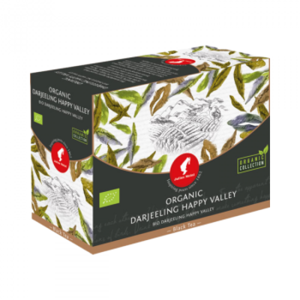 Julius Meinl BIO Darjeeling Happy Valley Big Bag (1 Beutel für ca. 1 lt. Wasser), Schwarztee, 20 Teebeutel im Kuvert pro Packung